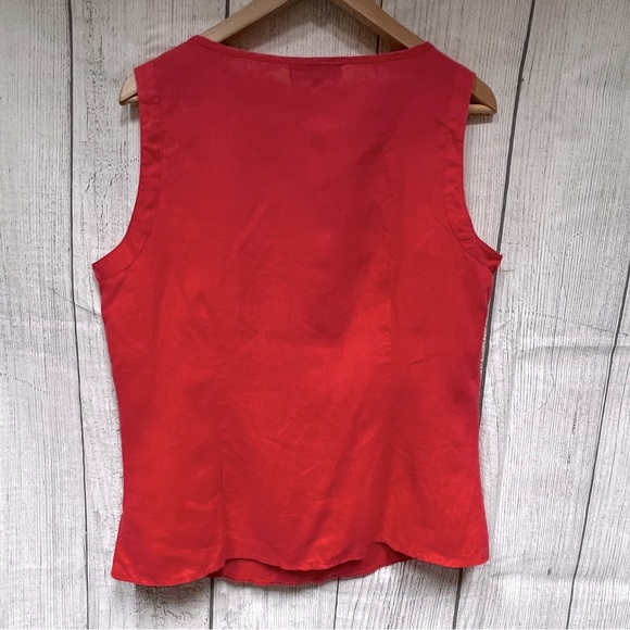 AUGUST SILK OPTIONS Linen top Size LARGE in CORAL - Picture 4 of 7